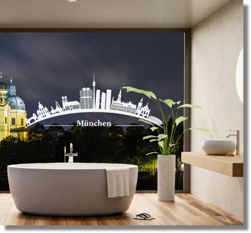 Fenstertattoo Fensterdekorfolie München Skyline 80331
