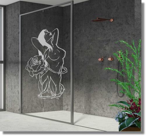 Glastattoo Glasdekorfolie Glassticker Glastürfolie Aufkleber Frau mit Rose