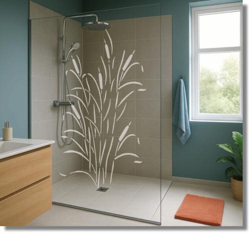 Dusche Dekorfolie Folie Schilflandschaft groß