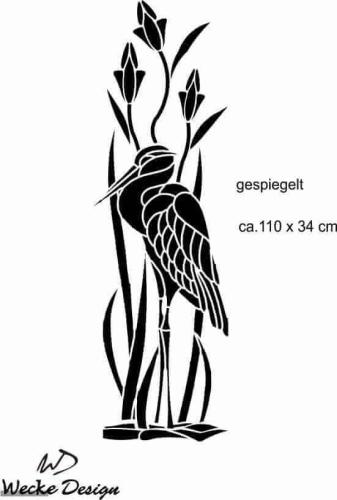 Glassticker Fischreier im Schilf Glasaufkleber gespiegelt