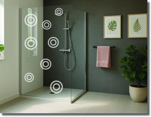 Preview: Duschdekorfolie Glasdekorfolie Sichtschutzfolie Dusche Kreise