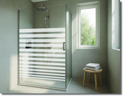 Preview: Duschdekorfolie Glasdekorfolie Sichtschutzfolie Dusche rechteckige Streifen