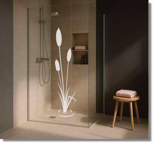 Sichtschutzfolie Dusche Glas Schilf Design blickdicht modern nach Maß