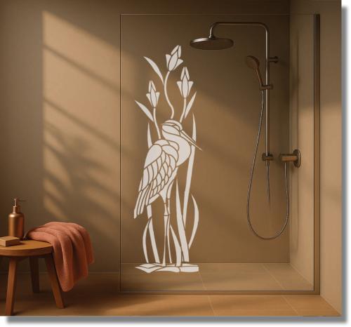 Dusche Sichtschutzfolie Fischreiher im Schilf Dusche Glas nach Maß