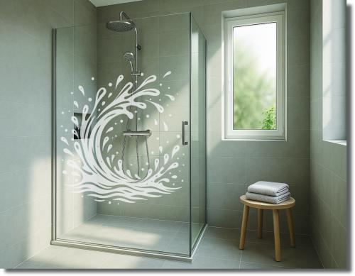 Preview: Duschdekorfolie Splasch wave schwungvoller Sichtschutz