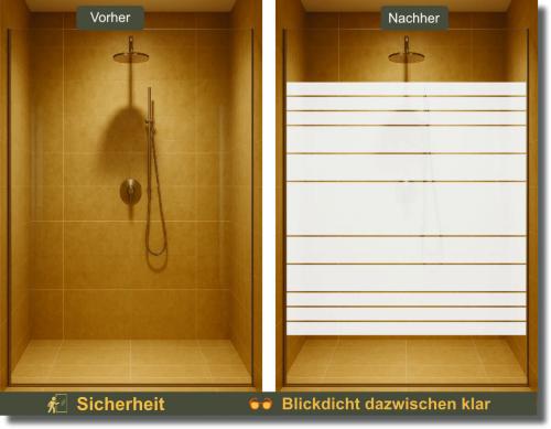 Duschfolie Linea – moderner Sichtschutz für Glasduschen nach Maß
