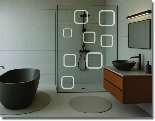 Preview: Duschdekorfolie Glasdekorfolie Sichtschutzfolie Dusche Quadrate