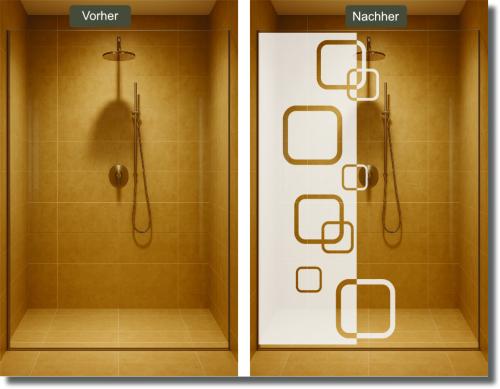 Preview: Duschdekorfolie Glasdekorfolie Sichtschutzfolie Dusche Rechteck mit Quadrate