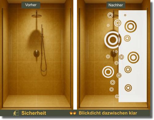Preview: Duschdekorfolie Glasdekorfolie Sichtschutzfolie Dusche Rechteck mit Kreise