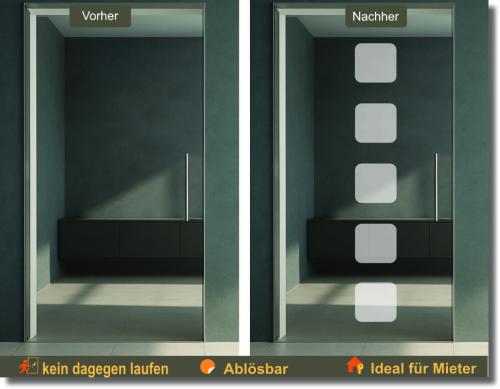 Preview: Glastattoo Dekorfolie Glassticker Glastür Folie gefüllte Quadrate