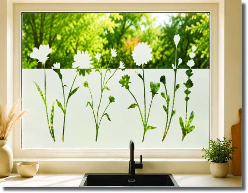 Preview: Fensterfolie wilde Blumen - Sichtschutzfolie