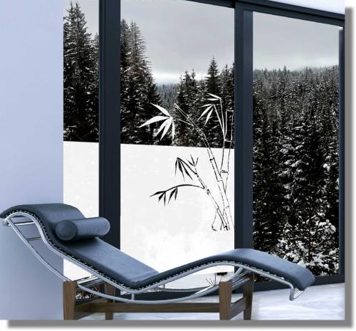 Fensterfolie Bambus mit Blätter Sichtschutz