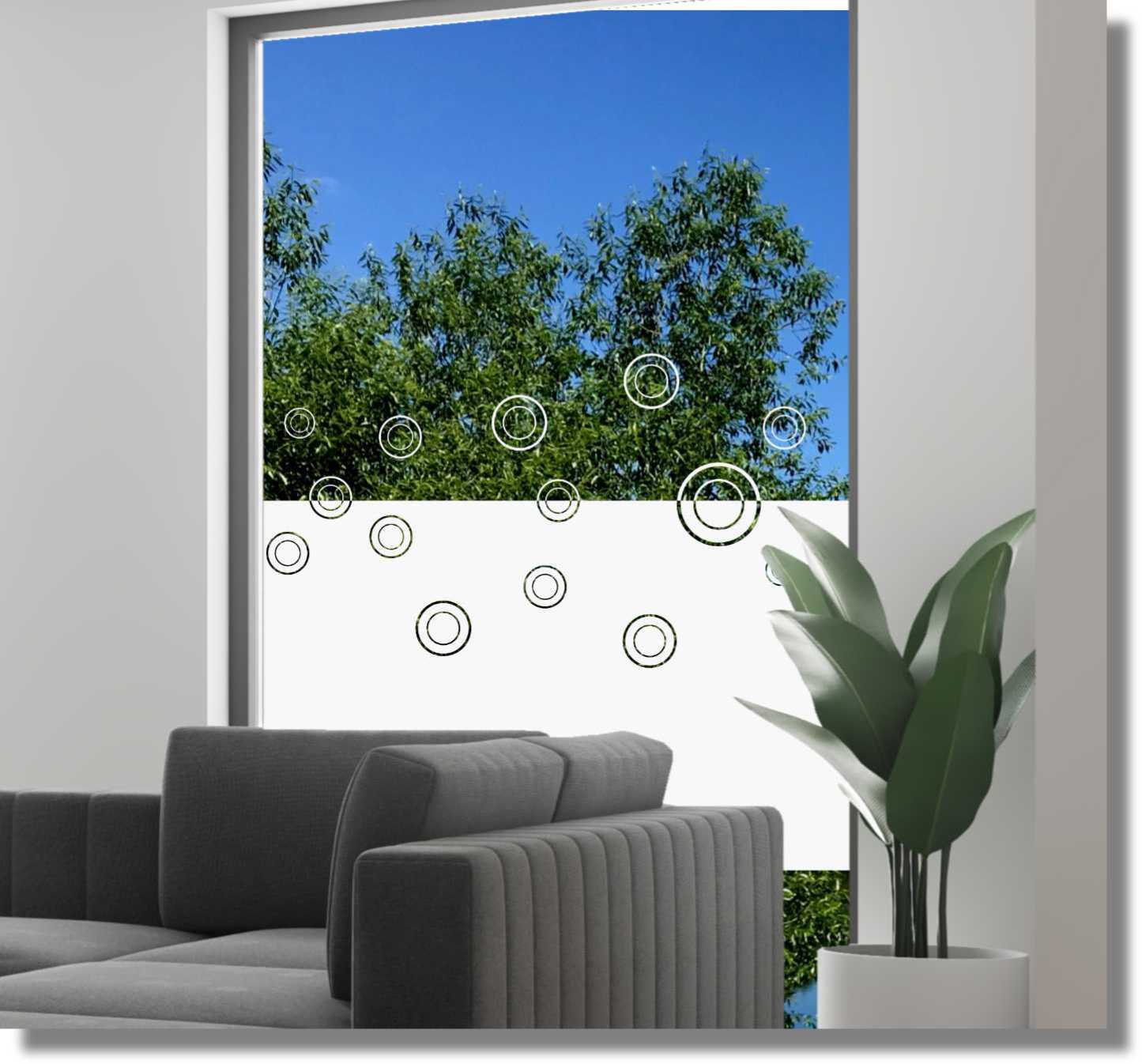 Wohnzimmer Fensterdekor gemischte Kreise Sichtschutzfolie Fensterfolie -  Wecke-Design