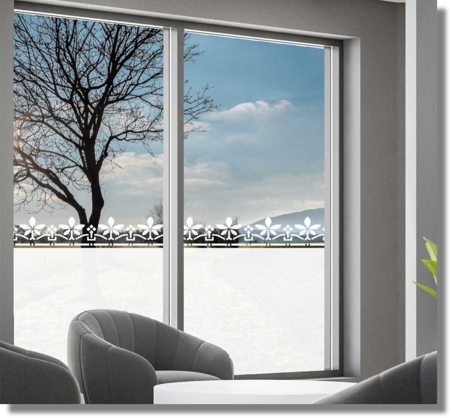 Fensterfolie Bordüre Cosmea Sichtschutzfolie Fensterdekorfolie