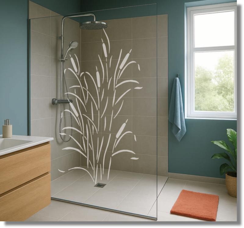 Dusche Dekorfolie Folie Schilflandschaft groß