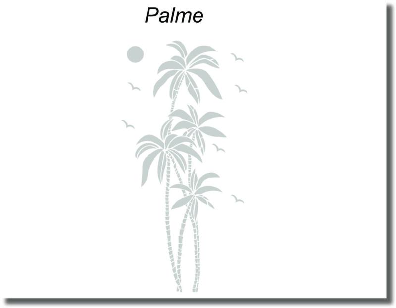 Duschfolie Palme mit filigranem Tropenmotiv auf einer Glasdusche für modernen Sichtschutz und eine entspannte Atmosphäre im Bad.