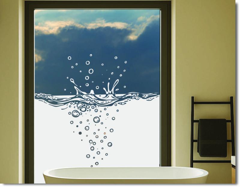 Fensterfolie wassertanz spritzendes Wasser als darstellung schwungvoller Sichtschutz