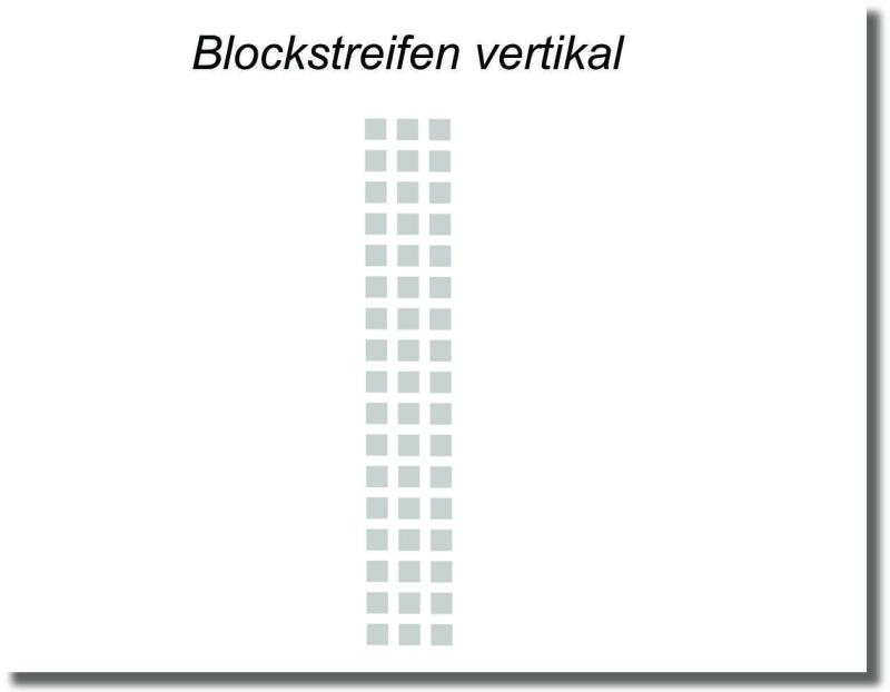 Glastür Dekorfolie mit vertikalem Blockstreifen-Design in Sandstrahloptik für elegante Innenraumtüren aus Glas.