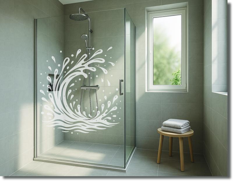 Duschdekorfolie Splasch wave schwungvoller Sichtschutz