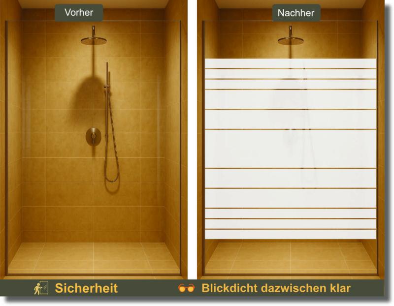 Duschfolie Linea – moderner Sichtschutz für Glasduschen nach Maß