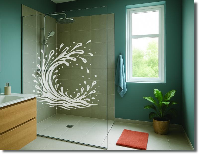 Duschdekorfolie Splasch wave schwungvoller Sichtschutz