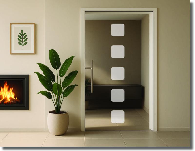 Terassentürfolie gefüllte Quadrate Glastürfolie