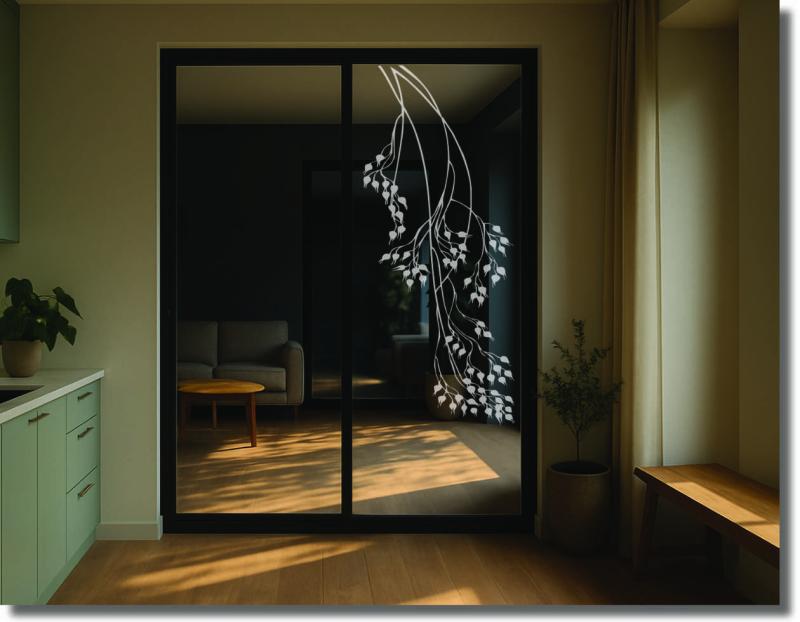 Glastattoo Dekorfolie Glassticker Glastür Folie Aufkleber Birkenblätter
