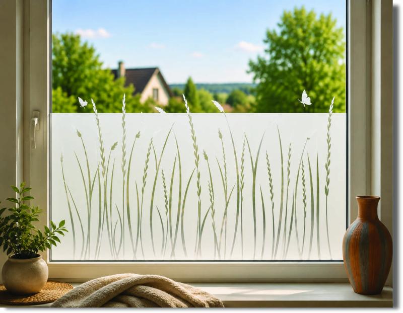 Milchglasfolie Blickdicht Gras