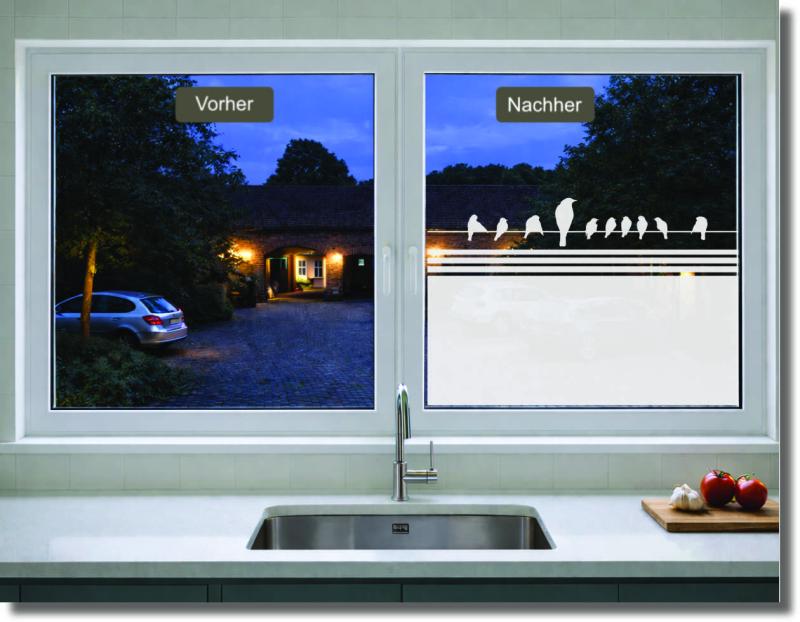 Fensterfolie sitzende Vögel - Dekorfolie