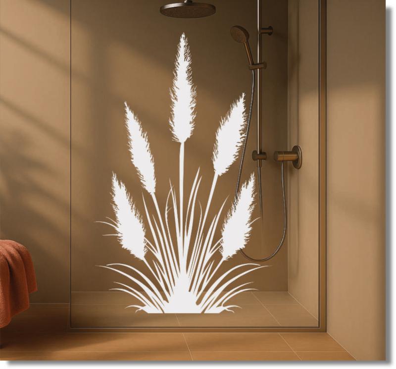 Sichtschutzfolie Dusche Glas Pampasgras Design blickdicht modern nach Maß