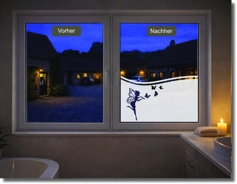 Fensterfolie Elfe mit Schmetterlinge - Milchglasfolie