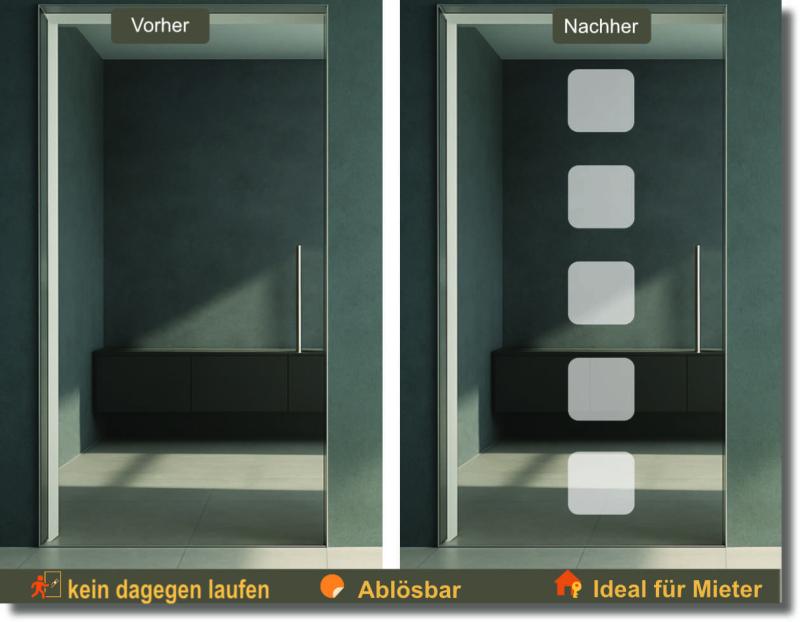 Glastattoo Dekorfolie Glassticker Glastür Folie gefüllte Quadrate