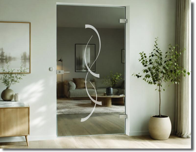 Folie für Glastür Starre Wellenlinie – elegantes Liniendesign nach Maß