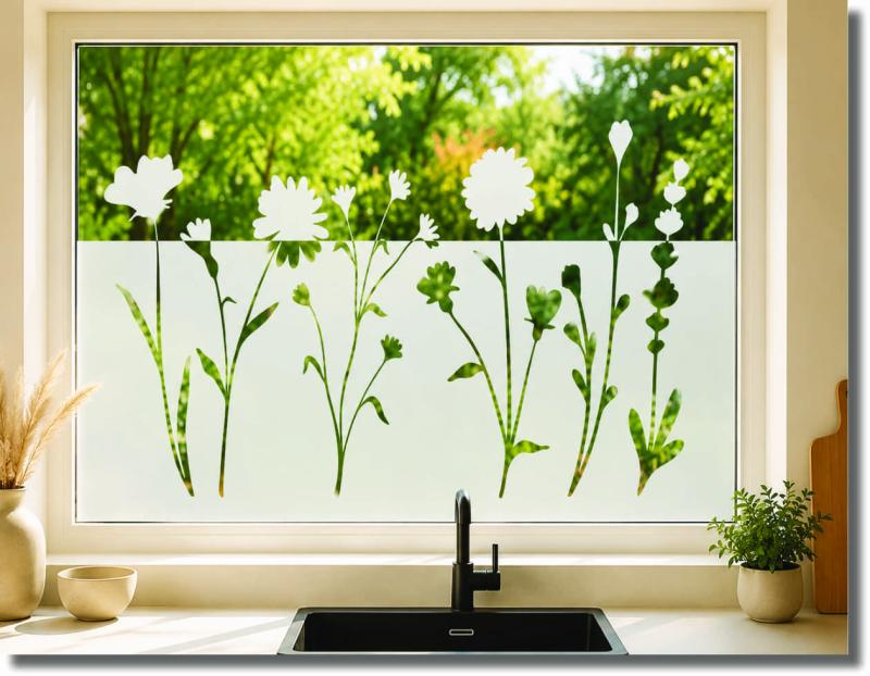 Fensterfolie wilde Blumen - Sichtschutzfolie