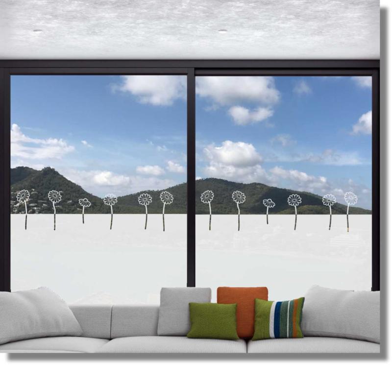 Wohnzimmer Fensterfolie Sichtschutzdekorfolie Dekofolie Blumenwiese -  Wecke-Design